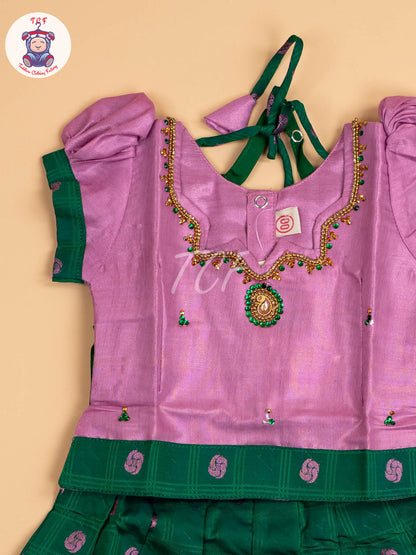 Lite Purple & Dark Green - Pavadai Sattai