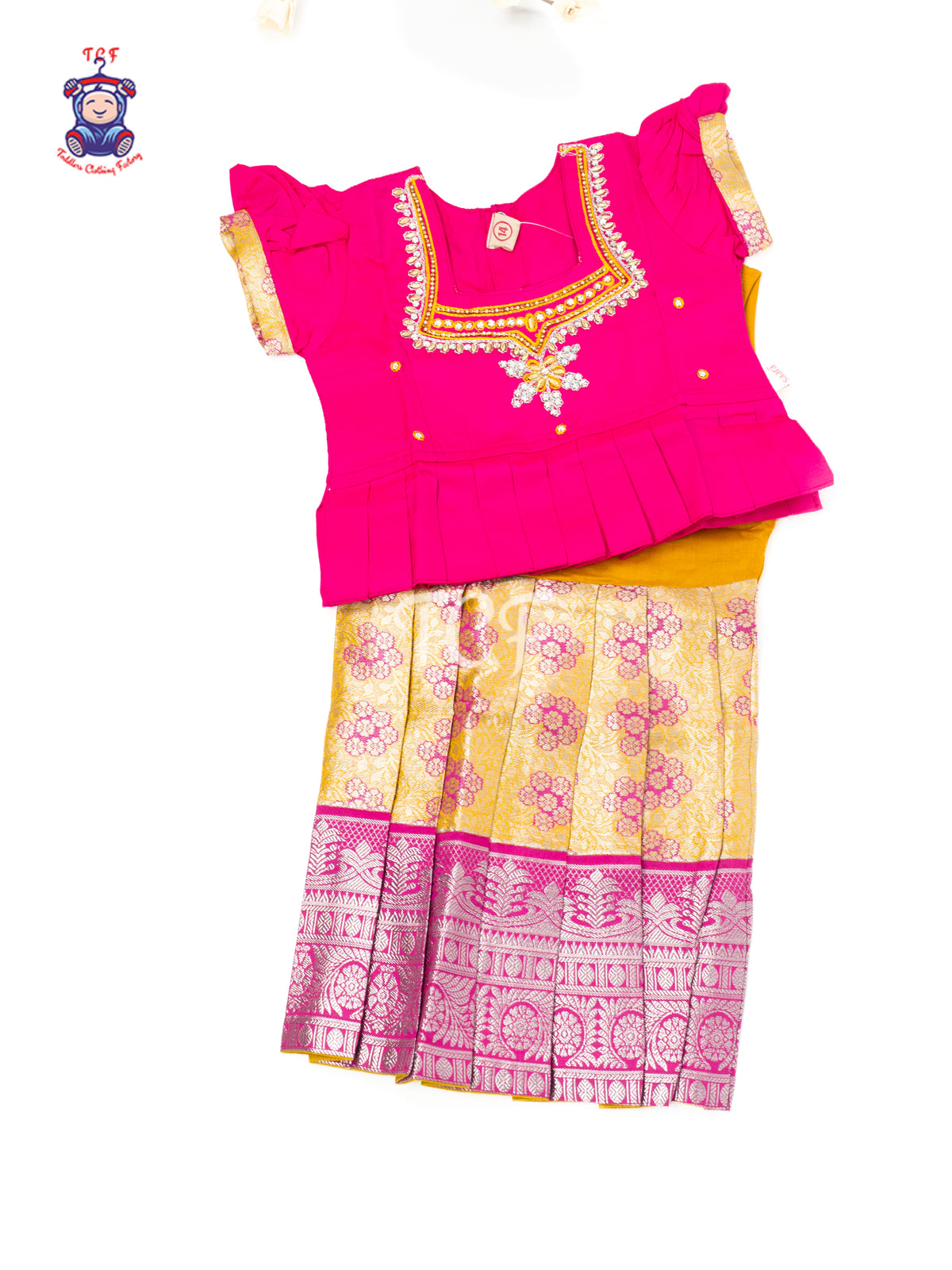 Rani Pink & Gold - Baby Girls Readymade Pavadai Sattai