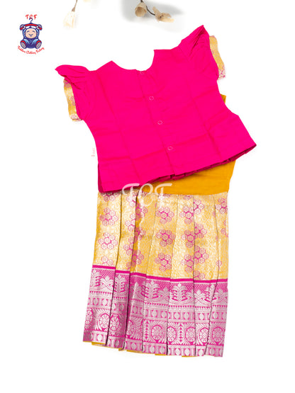 Rani Pink & Gold - Baby Girls Readymade Pavadai Sattai