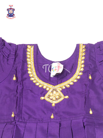 Purple & Gold - Baby Girls Readymade Pavadai Sattai