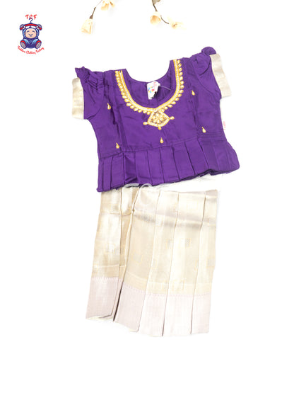 Purple & Gold - Baby Girls Readymade Pavadai Sattai