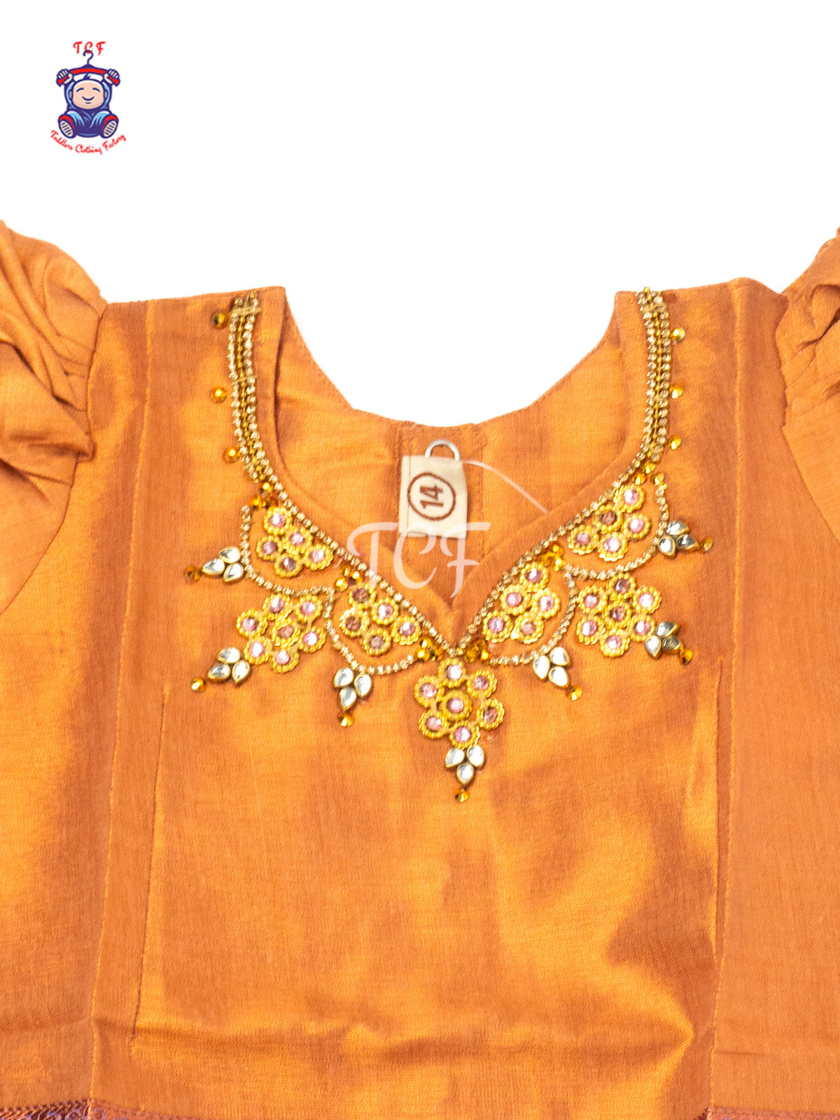 Peach & Gold - Baby Girls Readymade Pavadai Sattai