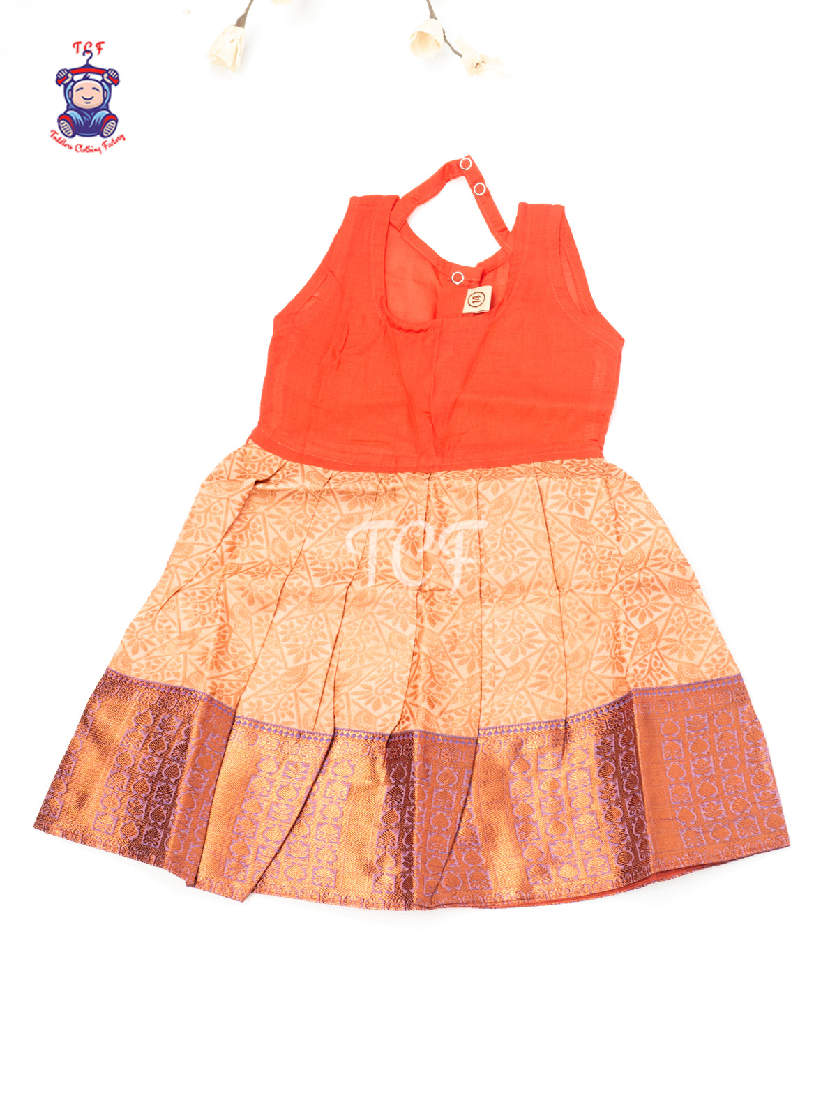 Peach & Gold - Baby Girls Readymade Pavadai Sattai