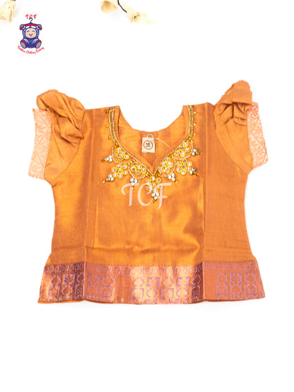 Peach & Gold - Baby Girls Readymade Pavadai Sattai