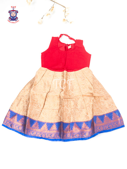 Royal Blue & Rose Gold - Baby Girls Readymade Pavadai Sattai