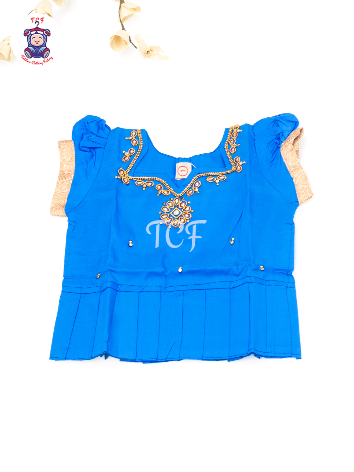 Royal Blue & Rose Gold - Baby Girls Readymade Pavadai Sattai
