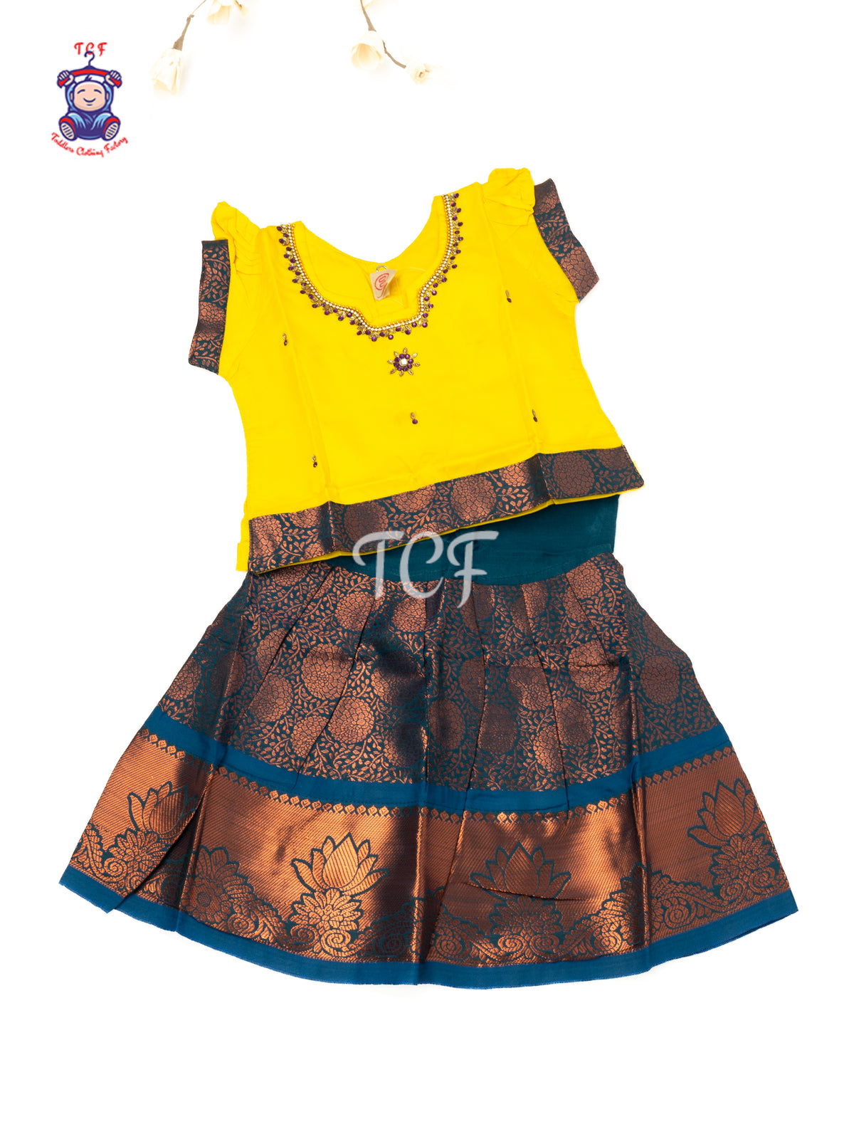 Yellow & Purple - Baby Girls Readymade Pavadai Sattai