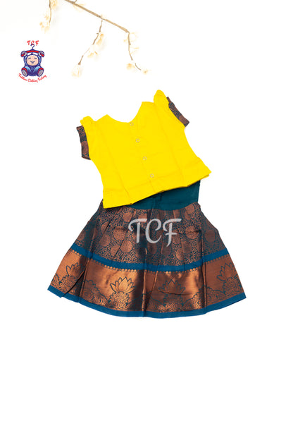 Yellow & Purple - Baby Girls Readymade Pavadai Sattai