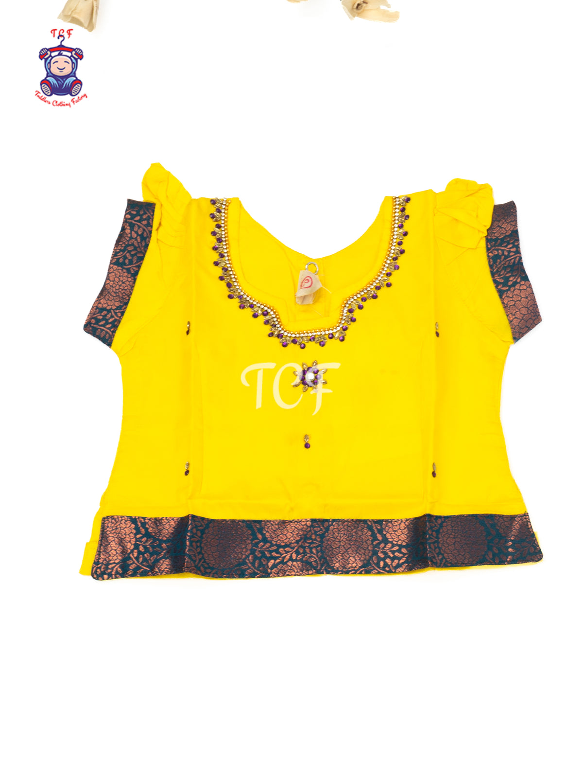 Yellow & Purple - Baby Girls Readymade Pavadai Sattai
