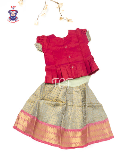 Rani Pink & Gold - Baby Girls Readymade Pavadai Sattai
