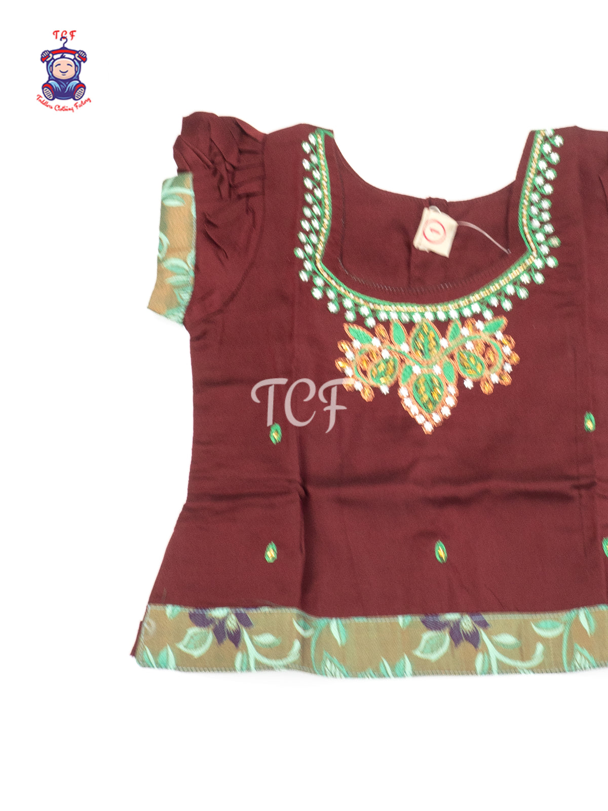 Maroon & Green - Girls Readymade Pavadai Sattai