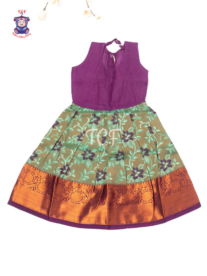 Maroon & Green - Girls Readymade Pavadai Sattai