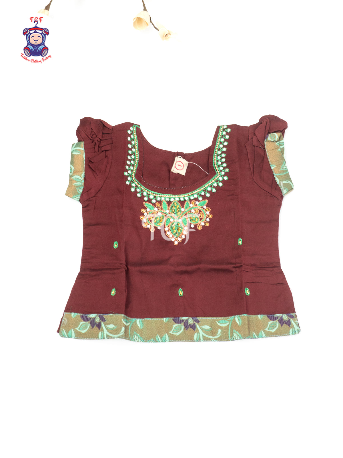 Maroon & Green - Girls Readymade Pavadai Sattai