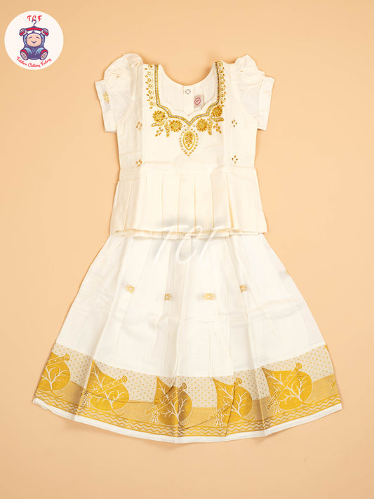 Half White Kerala Cotton - Pavadai Sattai