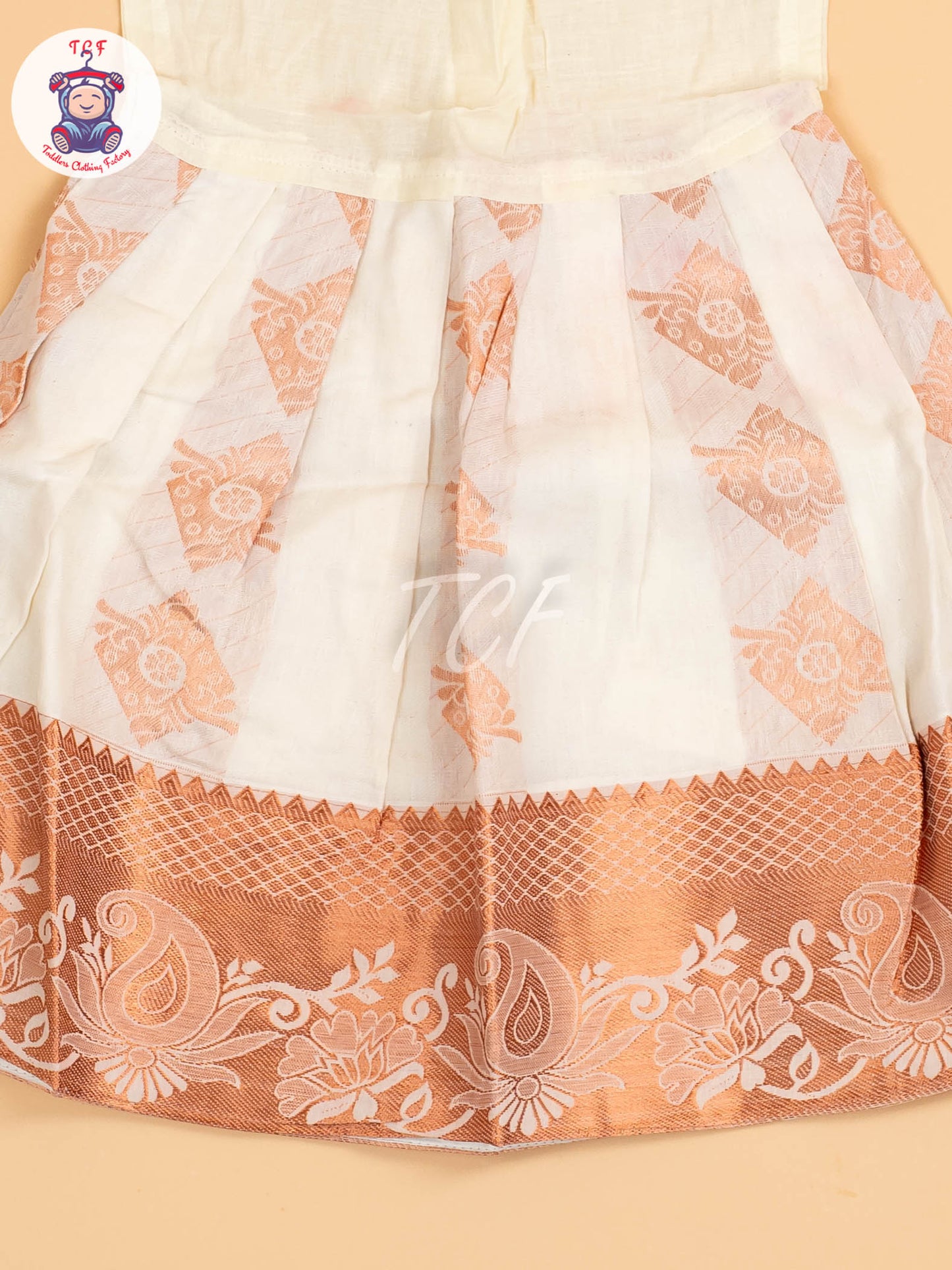 Maroon & Half White Kerala Cotton - Pavadai Sattai