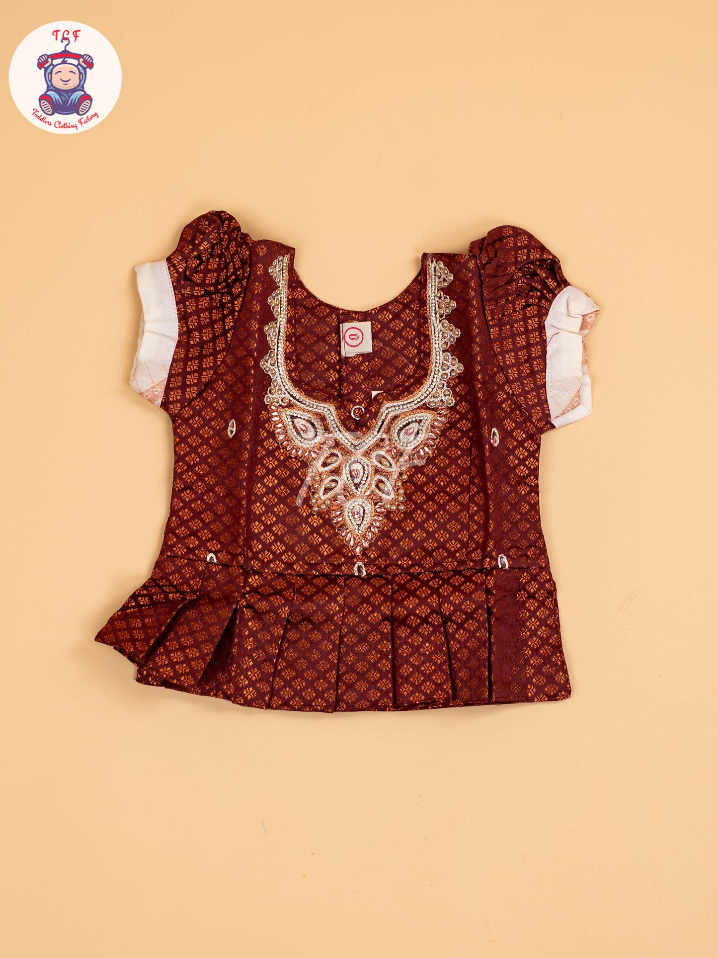 Maroon & Half White Kerala Cotton - Pavadai Sattai