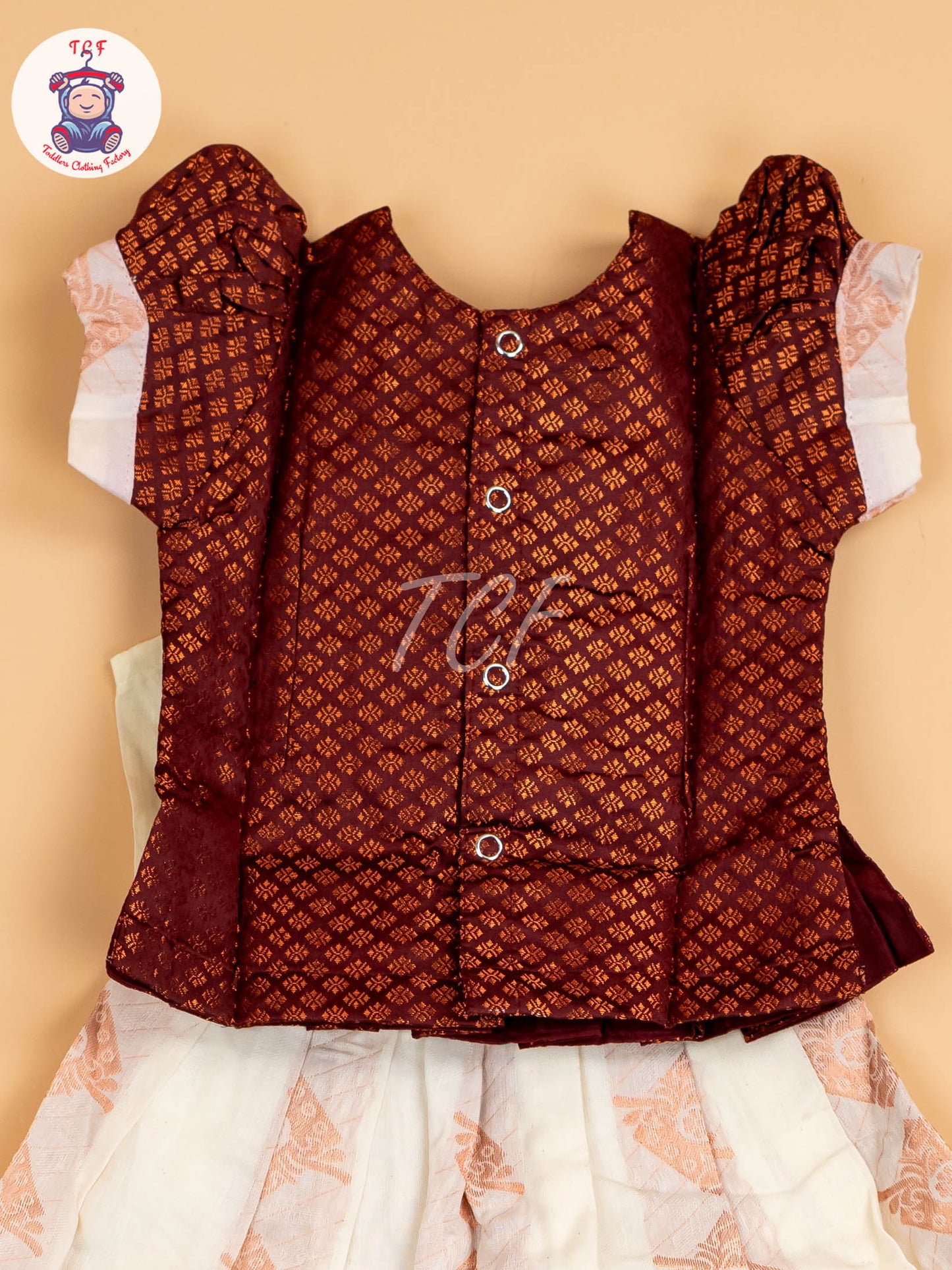 Maroon & Half White Kerala Cotton - Pavadai Sattai