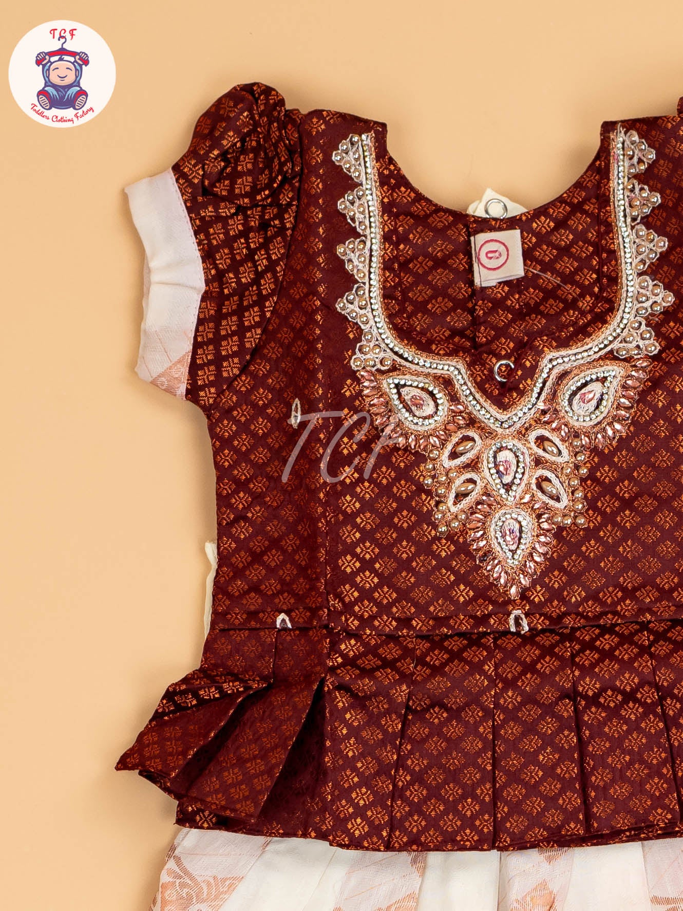 Maroon & Half White Kerala Cotton - Pavadai Sattai