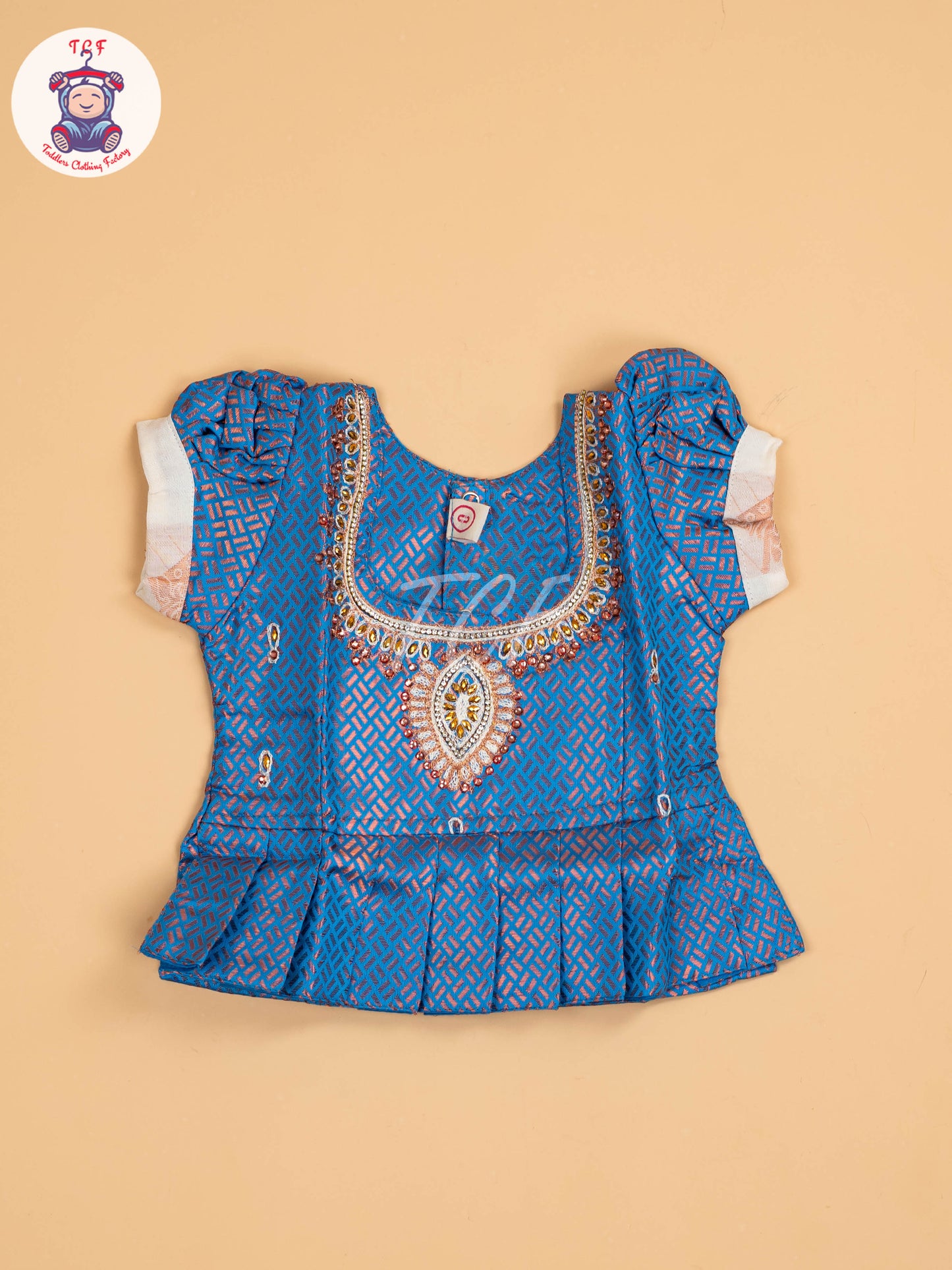 Blue & Half White Kerala Cotton - Pavadai Sattai