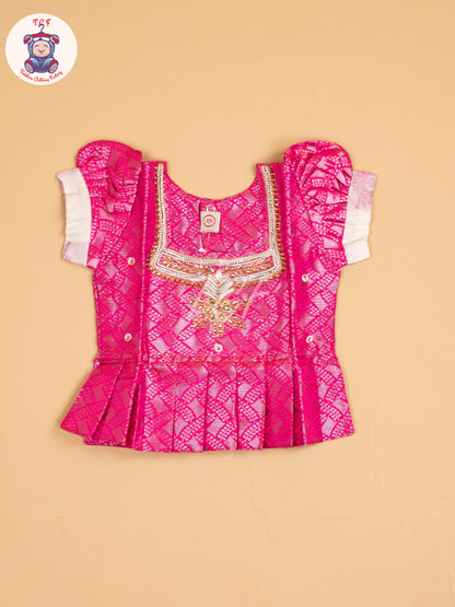 Pink & Half White Kerala Cotton - Pavadai Sattai