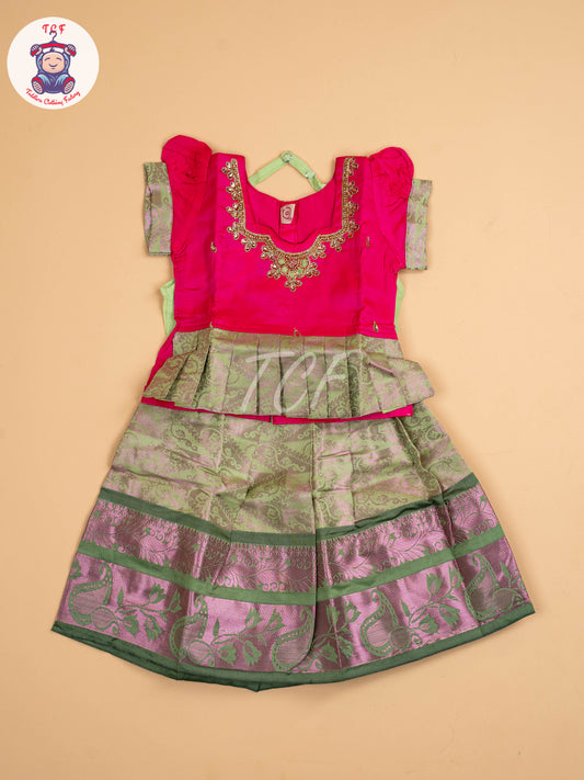 Dark Pink & Green - Pavadai Sattai