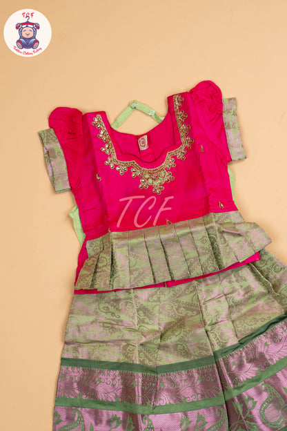 Dark Pink & Green - Pavadai Sattai