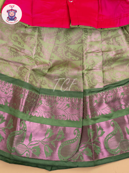 Dark Pink & Green - Pavadai Sattai
