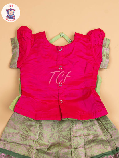 Dark Pink & Green - Pavadai Sattai