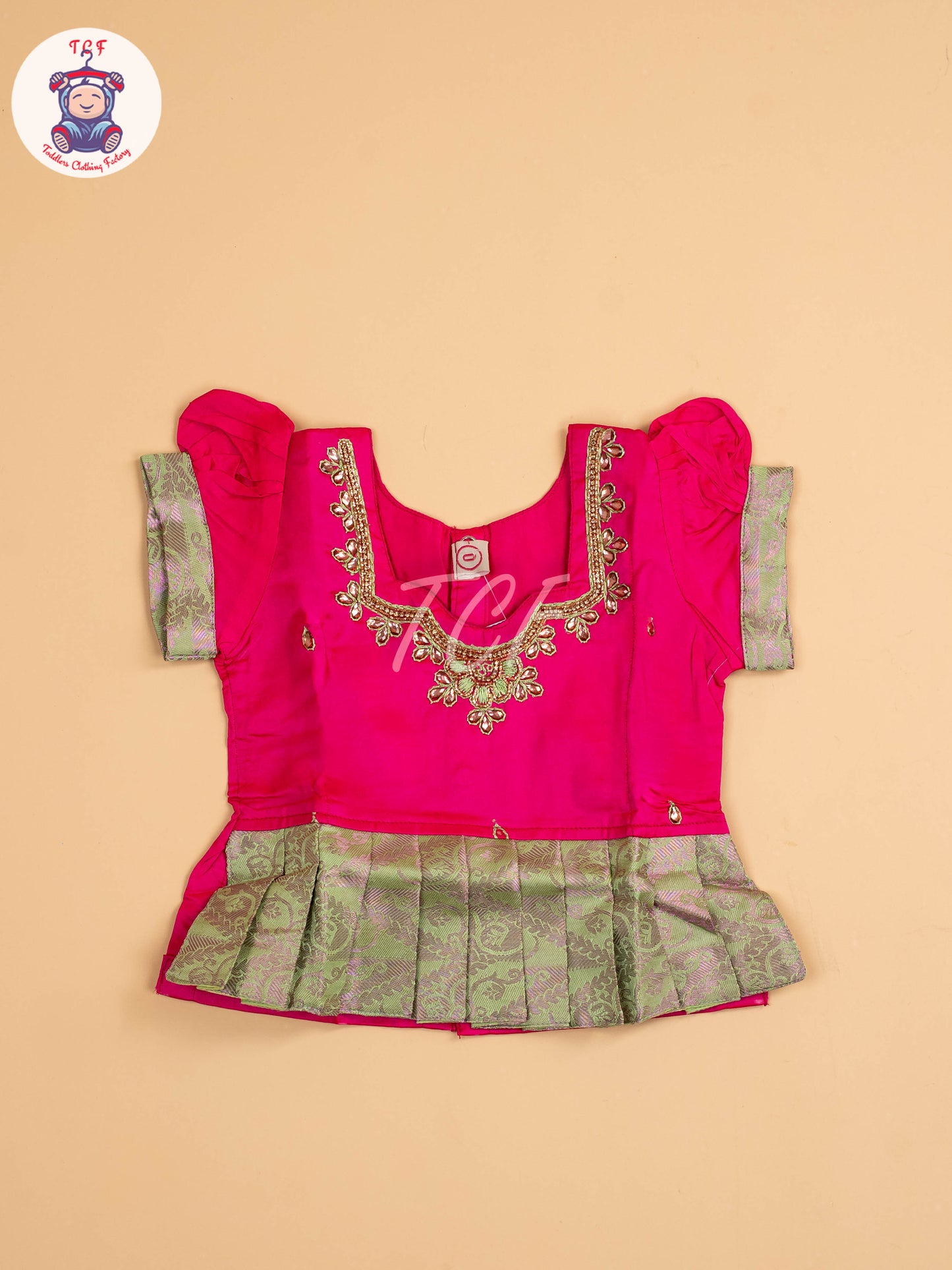 Dark Pink & Green - Pavadai Sattai