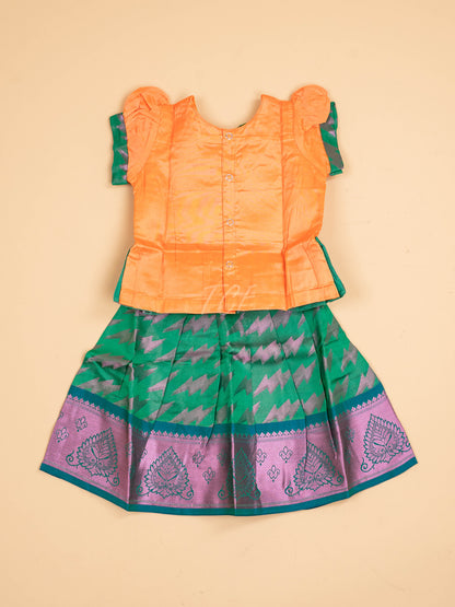 Orange & Dark Green - Pavadai Sattai