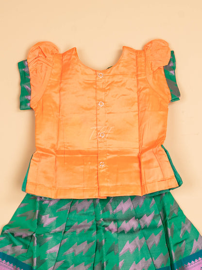 Orange & Dark Green - Pavadai Sattai