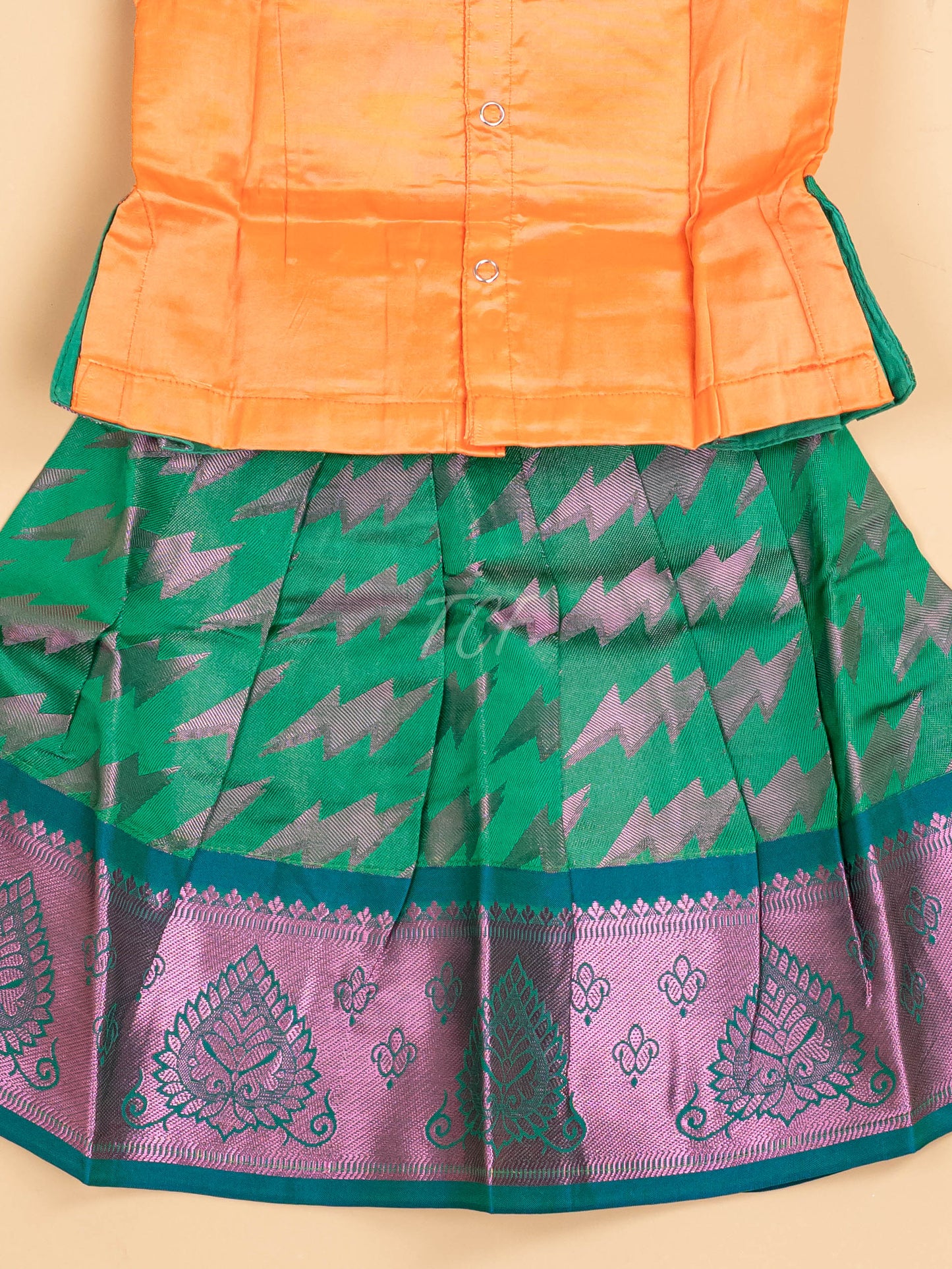 Orange & Dark Green - Pavadai Sattai