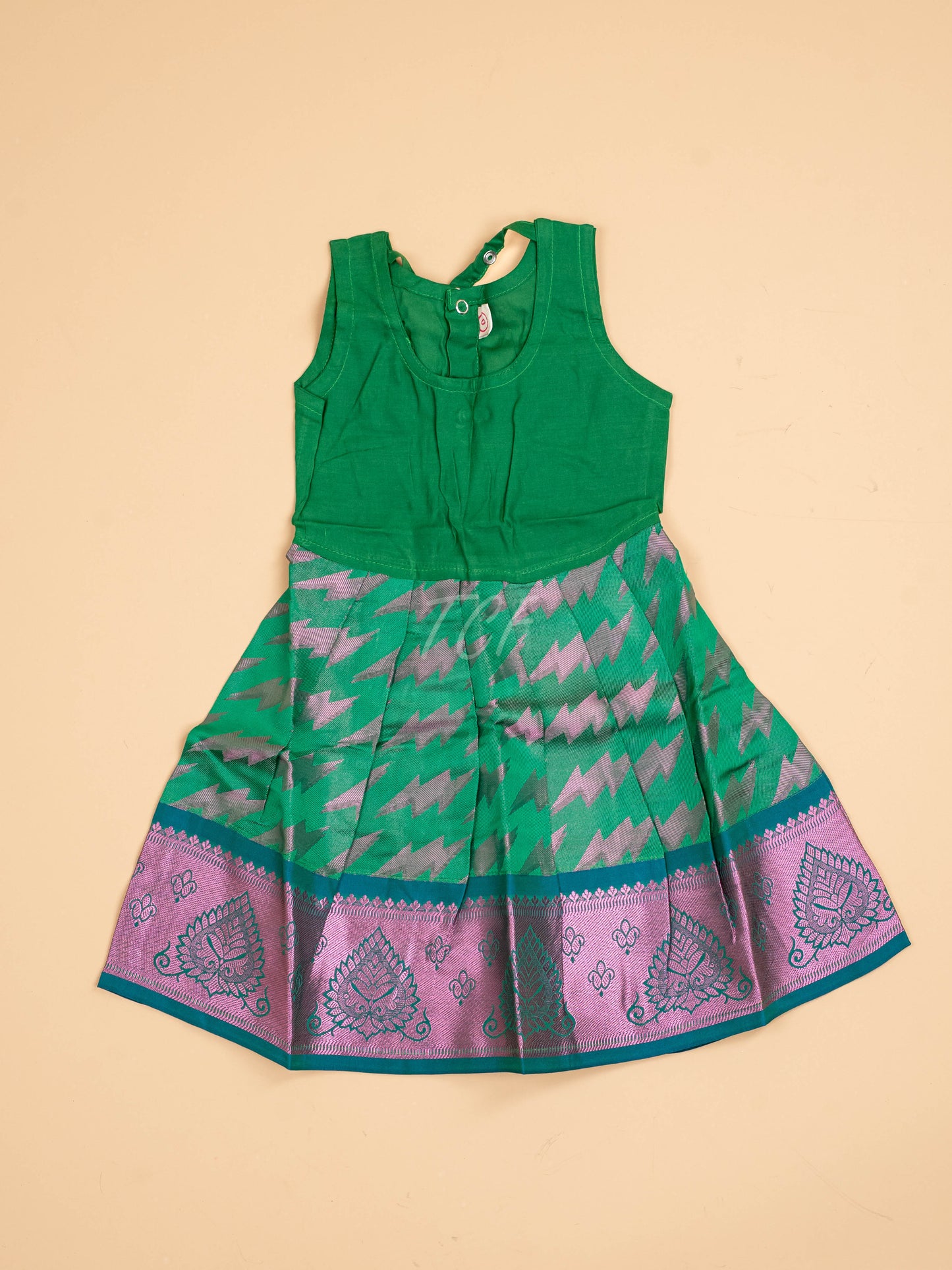Orange & Dark Green - Pavadai Sattai