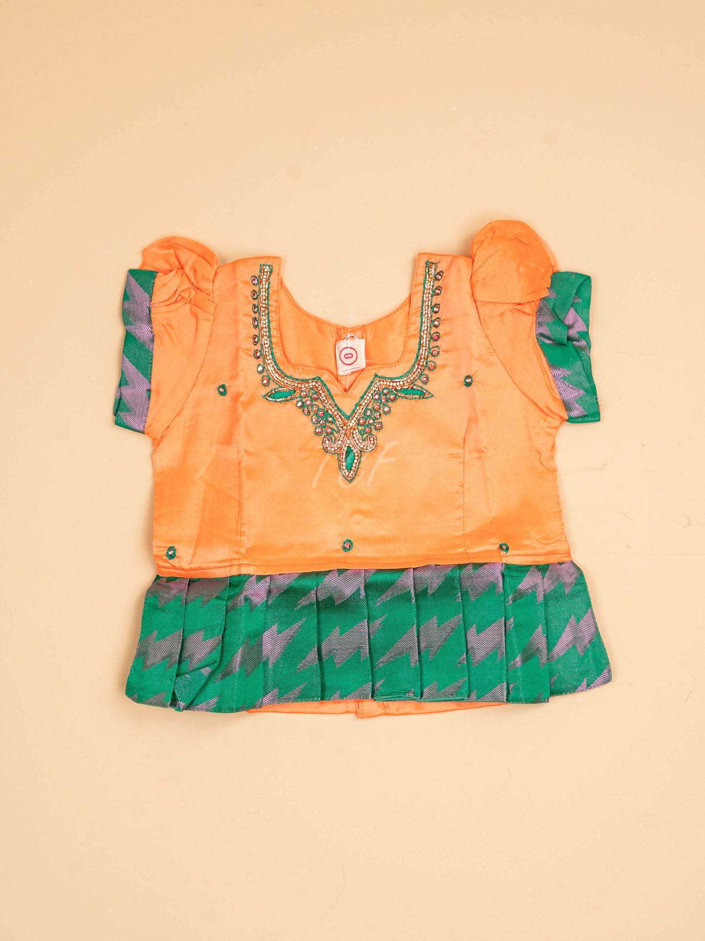 Orange & Dark Green - Pavadai Sattai
