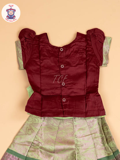 Maroon & Lite Green - Pavadai Sattai