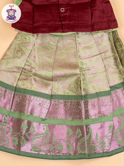 Maroon & Lite Green - Pavadai Sattai