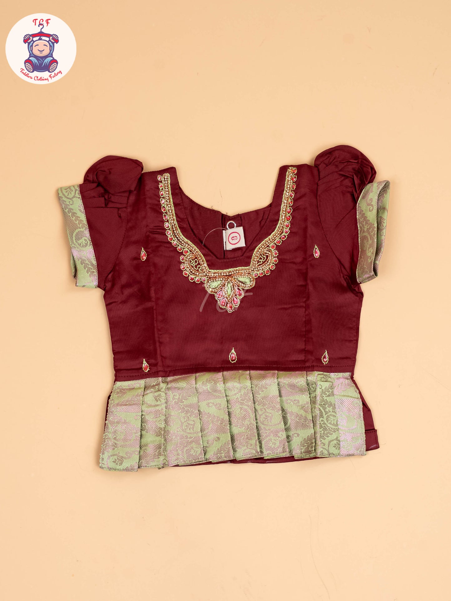 Maroon & Lite Green - Pavadai Sattai