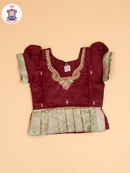 Maroon & Lite Green - Pavadai Sattai