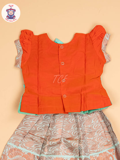 Orange & Teal Green - Pavadai Sattai