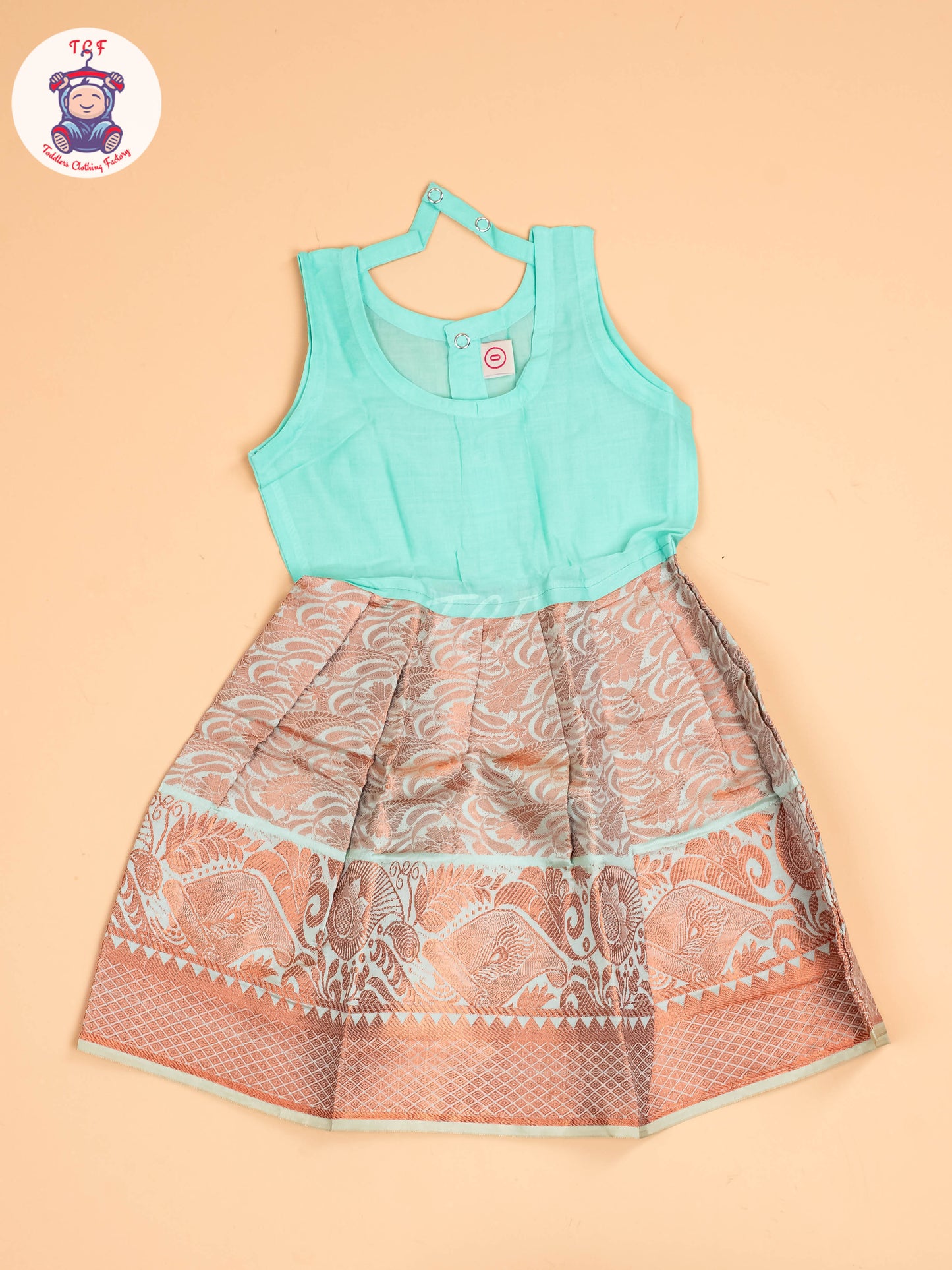 Orange & Teal Green - Pavadai Sattai