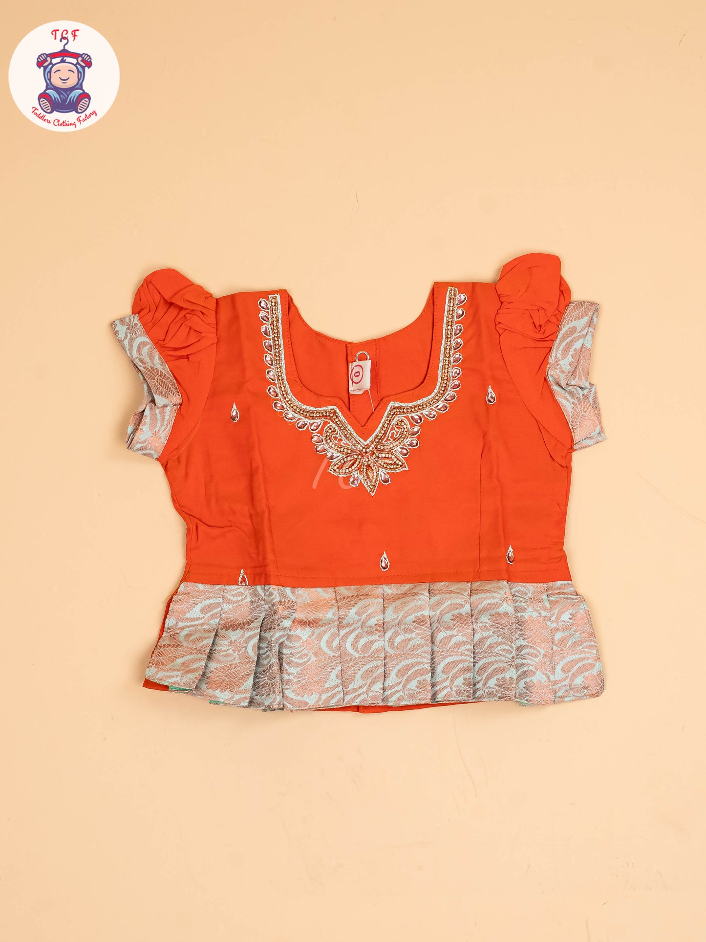 Orange & Teal Green - Pavadai Sattai