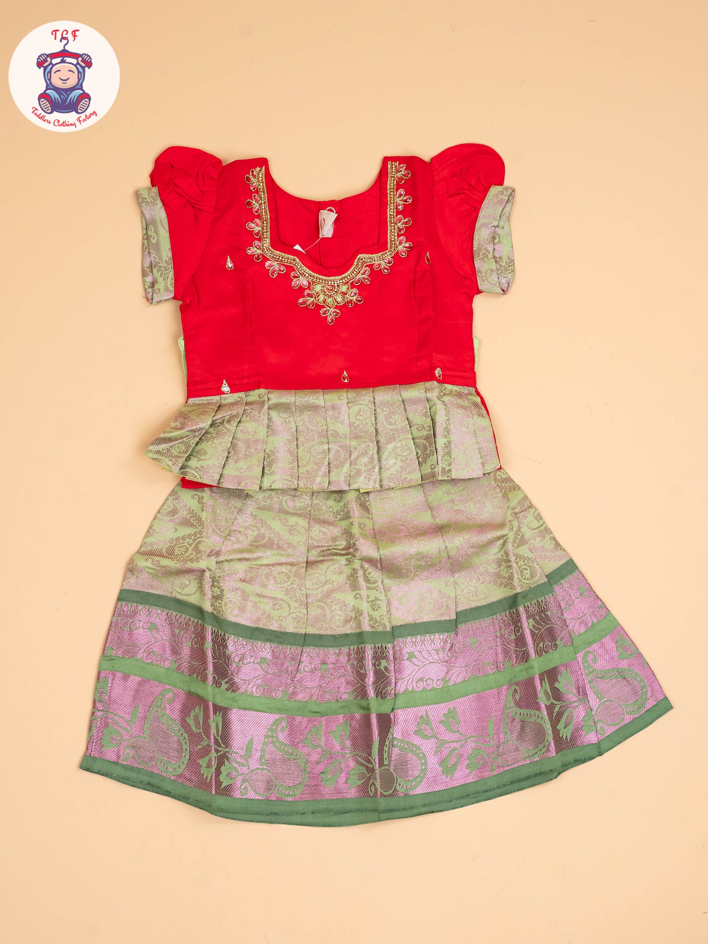 Pink & Lite Green - Pavadai Sattai