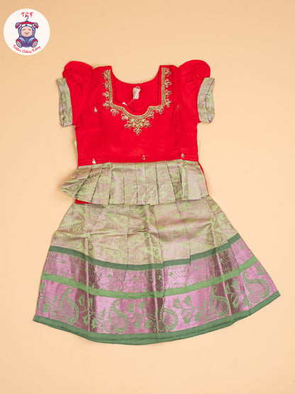 Pink & Lite Green - Pavadai Sattai