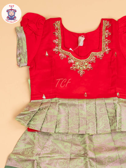 Pink & Lite Green - Pavadai Sattai