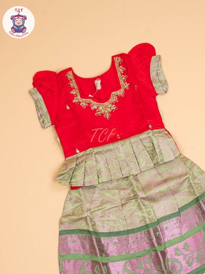 Pink & Lite Green - Pavadai Sattai
