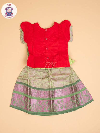 Pink & Lite Green - Pavadai Sattai