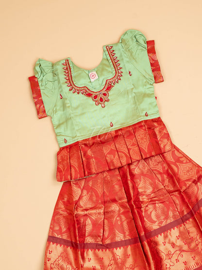 Lite Green & Maroon - Pavadai Sattai