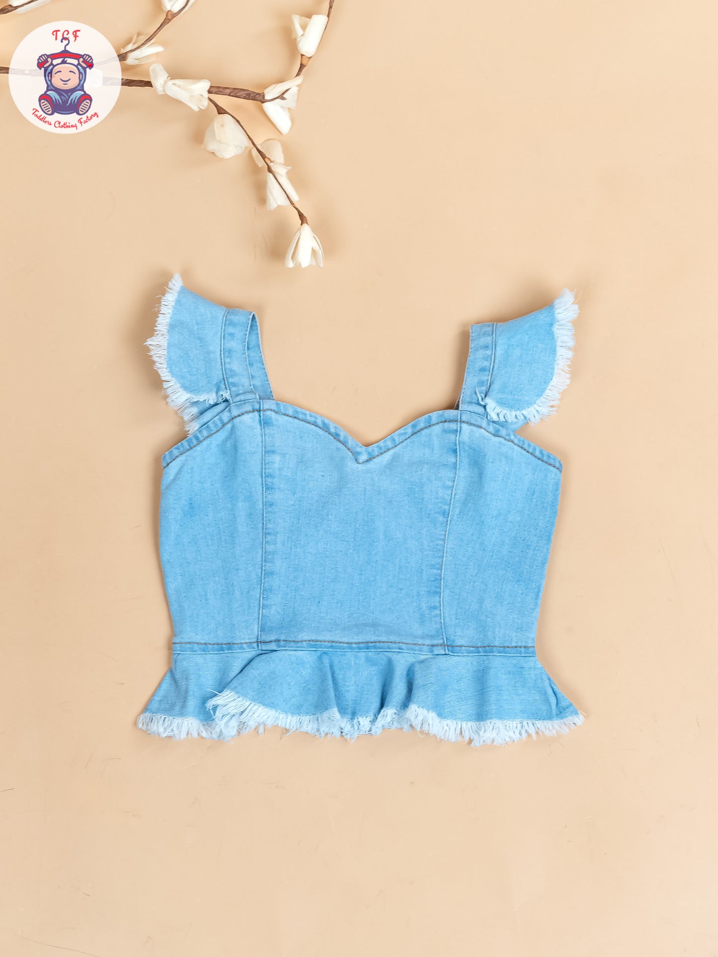 Blue - Denim Solid Top and Jean Pant