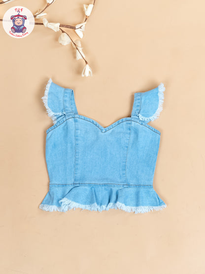 Blue - Denim Solid Top and Jean Pant
