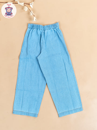 Blue - Denim Solid Top and Jean Pant